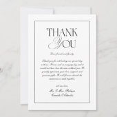 Elegant Classic Black and White Wedding Photo Dankeskarte (Vorderseite)