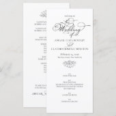 Elegant Classic Black & White Calligraphy Wedding Programm (Vorne/Hinten)