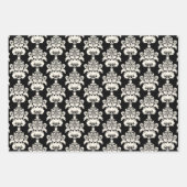 Elegant Classic Black White Damask Geschenkpapier Set (Vorderseite 3)