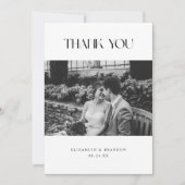 Elegant Classic Black & White Wedding Photo Dankeskarte (Vorderseite)
