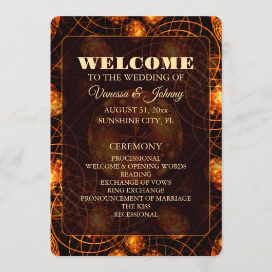 Elegant Classic Boho Modern Gold #901 Wedding Programm (Vorderseite)