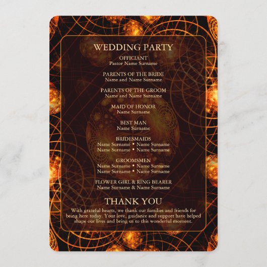 Elegant Classic Boho Modern Gold #901 Wedding Programm (Rückseite)