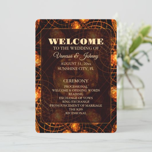 Elegant Classic Boho Modern Gold #901 Wedding Programm (Stehend Vorderseite)