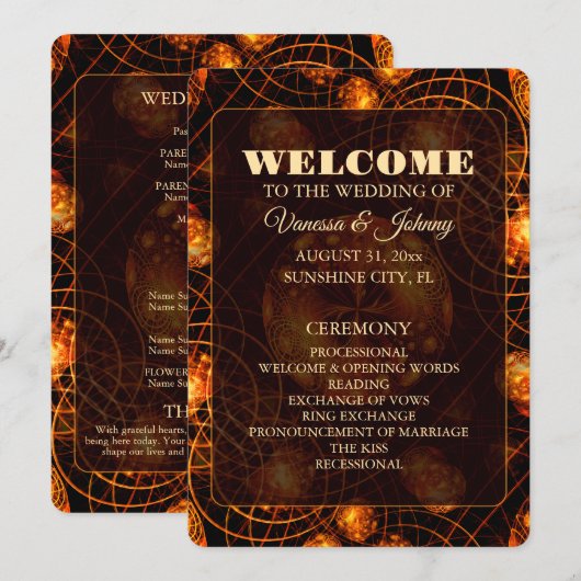 Elegant Classic Boho Modern Gold #901 Wedding Programm (Vorne/Hinten)