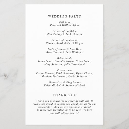 Elegant Classic Budget Wedding Program Flyer (Hinten)