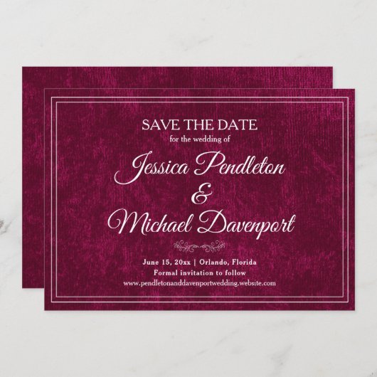 Elegant Classic Burgundy Berry Wedding Save Date Save The Date (Vorne/Hinten)