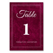 Elegant Classic Burgundy Berry Wedding Tischnummer (Rückseite)
