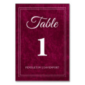 Elegant Classic Burgundy Berry Wedding Tischnummer (Vorderseite)