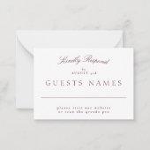 Elegant Classic Burgundy Wedding QR CODE RSVP Mitteilungskarte (Vorderseite)
