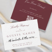 Elegant Classic Burgundy Wedding QR CODE RSVP Mitteilungskarte