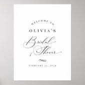 Elegant Classic Calligraphy Bridal Shower Sign Poster (Vorne)