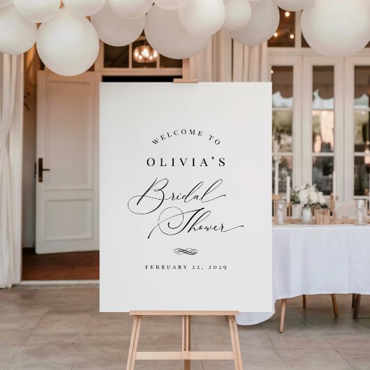 Elegant Classic Calligraphy Bridal Shower Sign Poster