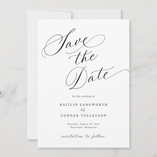 Elegant Classic Calligraphy Formal Wedding Save The Date (Vorderseite)