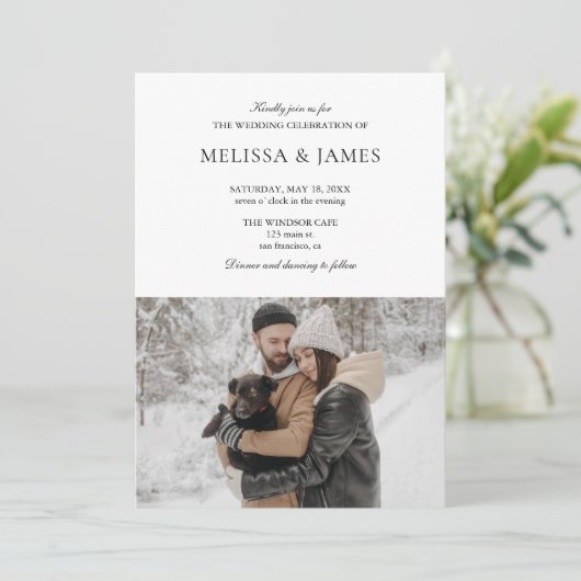 Elegant Classic Calligraphy Photo QR Code Einladung (Stehend Vorderseite)