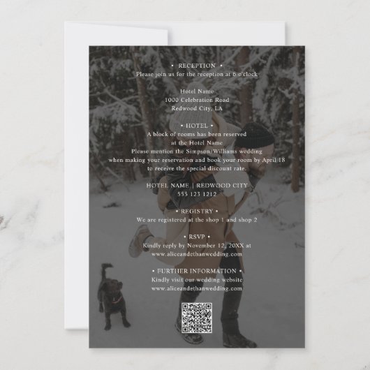 Elegant Classic Calligraphy Photo QR Code Einladung (Rückseite)