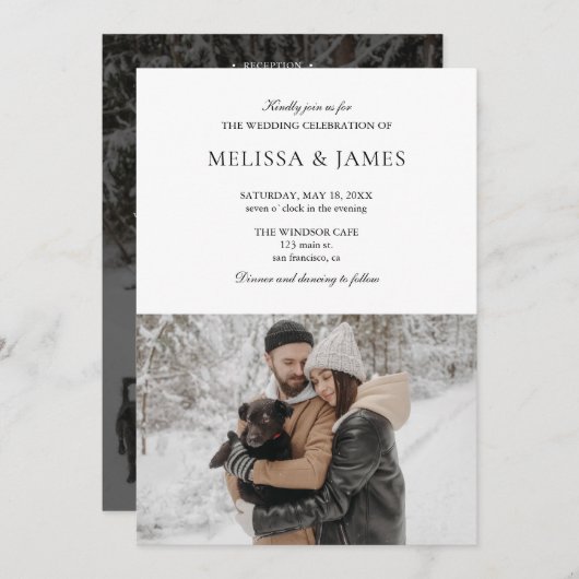 Elegant Classic Calligraphy Photo QR Code Einladung (Vorne/Hinten)