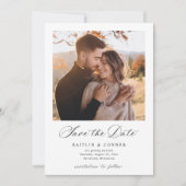 Elegant Classic Calligraphy Photo Wedding Save The Date (Vorderseite)