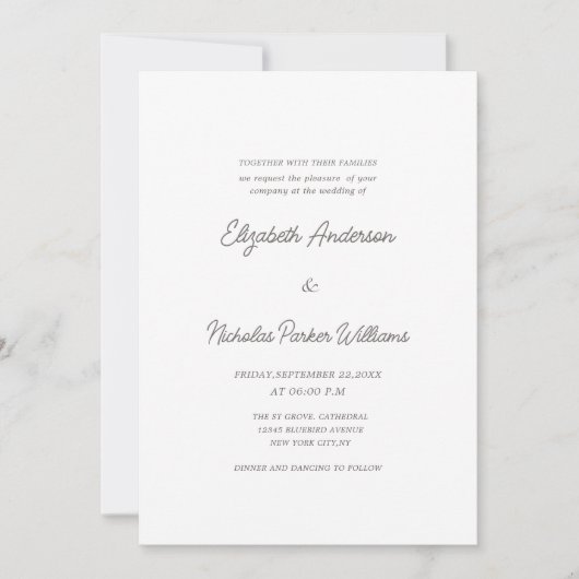 elegant classic calligraphy scripted wedding einladung (Vorderseite)