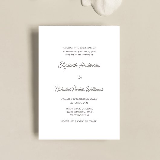 elegant classic calligraphy scripted wedding einladung