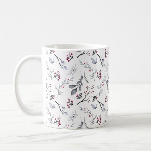 Elegant Classic Christmas Leaves and Berries Kaffeetasse (Links)