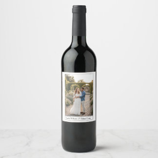 Elegant Classic Custom And Names Photo Wedding  Weinetikett