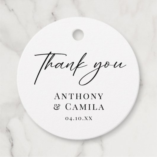 Elegant Classic Danke Hochzeit Geschenkanhänger (Vorderseite)