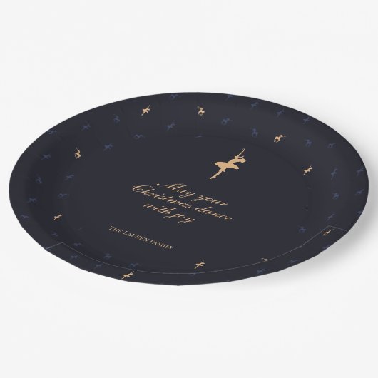 Elegant classic dark blue paper plate pappteller (Schrägansicht)