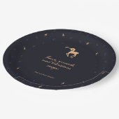Elegant classic dark blue paper plate pappteller (Schrägansicht)