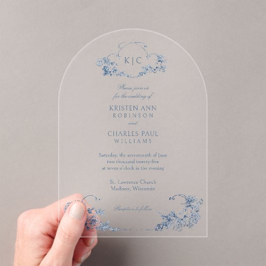 Elegant Classic Dusty Blue Acryleinladungen (Insitu (Handheld))