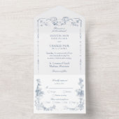 Elegant Classic Dusty Blue All In One Einladung (Innen Boden)