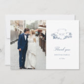 Elegant Classic Dusty Blue Dankeskarte (Vorderseite)