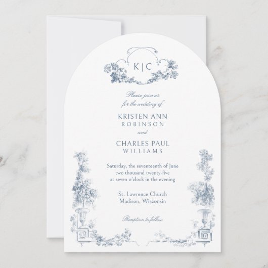 Elegant Classic Dusty Blue Einladung (Vorderseite)