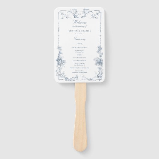 Elegant Classic Dusty Blue Fächer (Vorderseite)