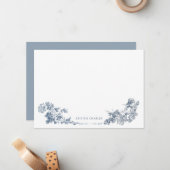 Elegant Classic Dusty Blue Mitteilungskarte (Vorderseite/Rückseite Beispiel)