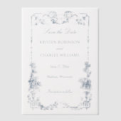 Elegant Classic Dusty Blue Pergament Einladungen (Vorderseite)