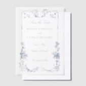 Elegant Classic Dusty Blue Pergament Einladungen (Versetzt)