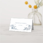 Elegant Classic Dusty Blue Platzkarte (Rückseite)