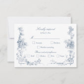 Elegant Classic Dusty Blue RSVP Karte (Vorderseite)