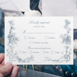 Elegant Classic Dusty Blue RSVP Karte