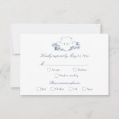 Elegant Classic Dusty Blue RSVP Karte (Vorderseite)