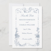 Elegant Classic Dusty Blue Save The Date (Vorderseite)
