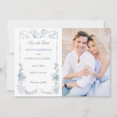 Elegant Classic Dusty Blue Save The Date (Vorderseite)