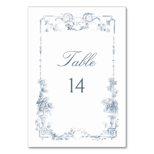 Elegant Classic Dusty Blue Tischnummer (Vorderseite)