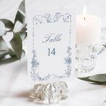 Elegant Classic Dusty Blue Tischnummer<br><div class="desc">Eleganter verzierter,  staubblauer Blumenrahmen,  der aus der klassischen französischen Gravur aus dem 18. Jahrhundert stammt.</div>