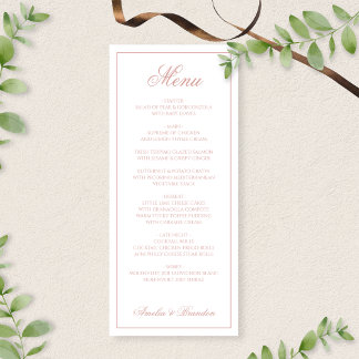 Elegant Classic Dusty Rose Border Script Wedding Menükarte