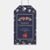 Elegant Classic Floral Berry Frohe Weihnachten Geschenkanhänger (Vorderseite)