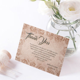 Elegant Classic Floral Rustic Wedding Thank You 3 Dankeskarte