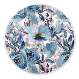 Elegant Classic Florals Blau, Mauve, Pink Keramikknauf