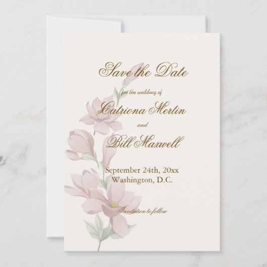Elegant Classic Florals Save The Date Card Einladung (Vorderseite)