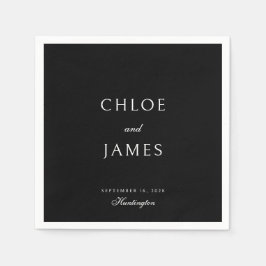Elegant Classic Formal Black Names Wedding  Serviette